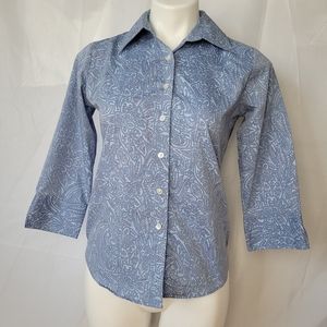 Blue Paisley button up Landsend top